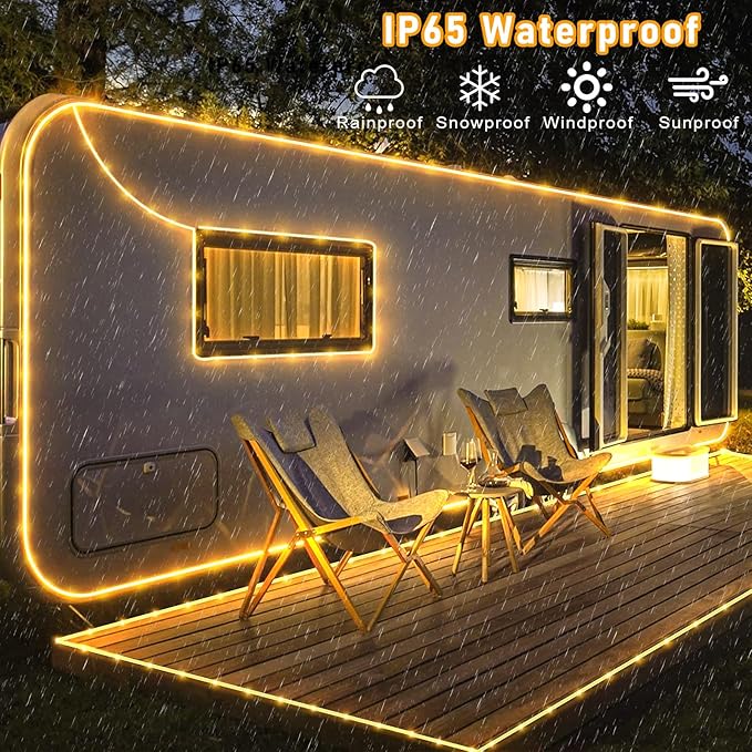 100FT 300 LED Rope Lights for Outside, Connectable Rope Lights Outdoor Waterproof with 8 Modes, Plug in Christmas String Lights for Deck, Garden, Fence, Backyard, Pool, Patio, Tree Decor - Warm White