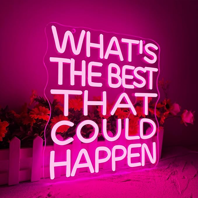 What's the Best That Could Happen Neon Sign, Dimmable Uplifting Quote Art, Motivational Quote Wall Decor Neon Light Sign, Aesthetic Inspiration Wall Art Decor Best Birthday Gifts(10.6 * 11.8in)