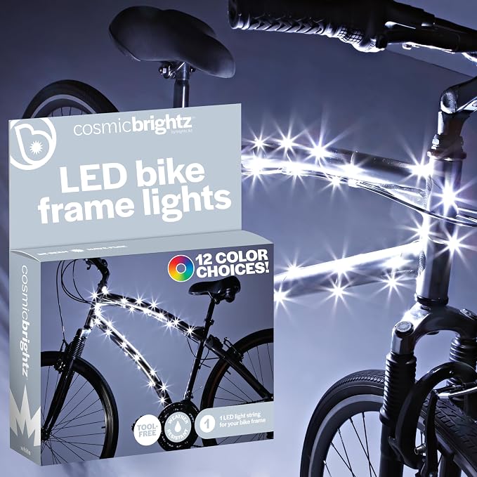 Brightz CosmicBrightz LED Bike Frame Rope Light - 6.5-Foot String Rope - Battery-Powered with On/Off Switch - Ultra Bright Color Keeps Your Ride Fun and Safe for Kids, Teens, & Adults