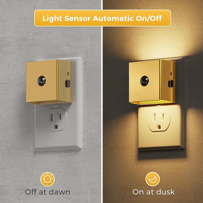 L LOHAS LED Plug in Night Light with Motion Sensor and Dusk to Dawn Sensor | LED Night Light Brightness Adjustable,3000K Soft White, Nightlight for Bathroom Hallway Kitchen 2Pack