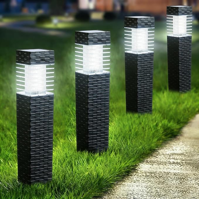 SUNNYPARK 8 Pack Solar Pathway Lights Outdoor | Rattan Style, Modern Design, Waterproof, LED Landscape Lights for Walkway, Driveway, Patio, Yard