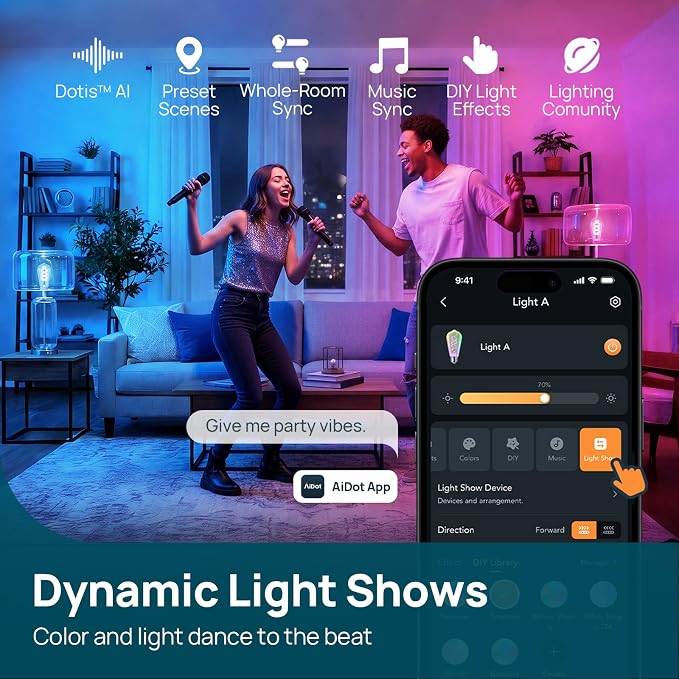 Linkind Matter Smart Edison Light Bulbs, ST19 (58) Vintage Bulbs, 1 Pack | RGB Color Changing, Work with Alexa/Apple Home/Google, 2700K-6500K Warm White to Daylight, E26 LED Filament, 2.4G WiFi, 850LM