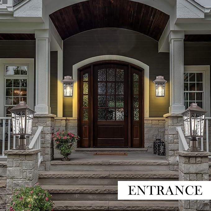 Darkaway Large Outdoor Sconce Lights Wall Light Fixtures,14inch Exterior Porch Light Outdoor Sconce Anti-Rust Outside Light with Water Ripple Glass for Patio Yard Garage, 2 Pack