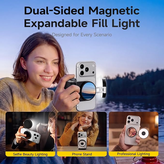 7RYMS 7Rig G1 Camera Grip & 7Lite L1 Selfie Light Creator Kit | Compatible with iPhone and Android. Perfect for Photography, Vlogging, Zoom Meeting, Selfies and Video Creation (Black)