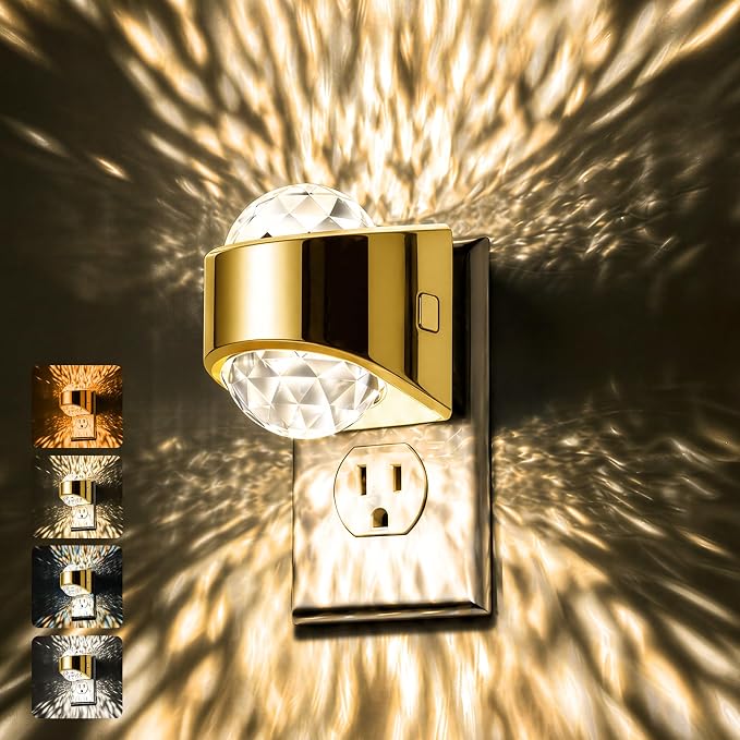 Night Light Plug into Wall, Color Changing Night Light for Kids | 3CCT Diamond Design with Star Projector, Dusk to Dawn Sensor for Nursery Bathroom Bedroom Gaming Room Decor Gift