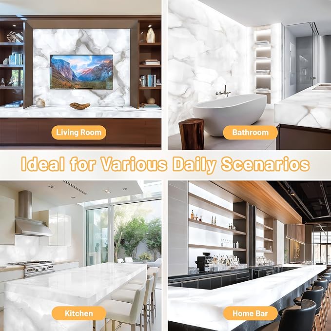 4 Pack LED Backlight Sheet, 24V 36W 6000K White Flexible Led Panel Lights with Alexa & APP Remote Control Dimmable Backlit Light 19.7X9.7 Inch for Translucent Stone/Marble/Onyx/Quartz Countertop