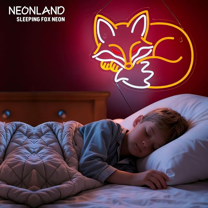 Fox Neon Sign Sleeping Fox LED Light Animal Neon Lights for Bedroom Living Room Wall Decor Birthday Party Gifts for Kids Adults Foxes Lover