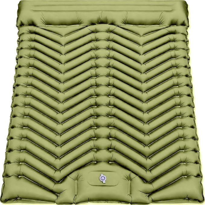 MalloMe Sleeping Pad for Camping, Camping Mattress - Bed for Outdoors Self-Inflating Air Mattress for Backpacking Leak-Resistant Inflatable Travel Mat w/Foot Pump Compact Ultralight Single & Double