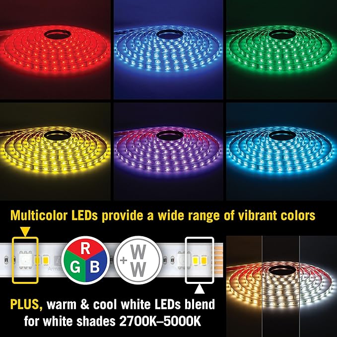 Armacost Lighting RibbonFlex Pro 24V RGB+WW LED Outdoor Strip Light Tape 10M 645350