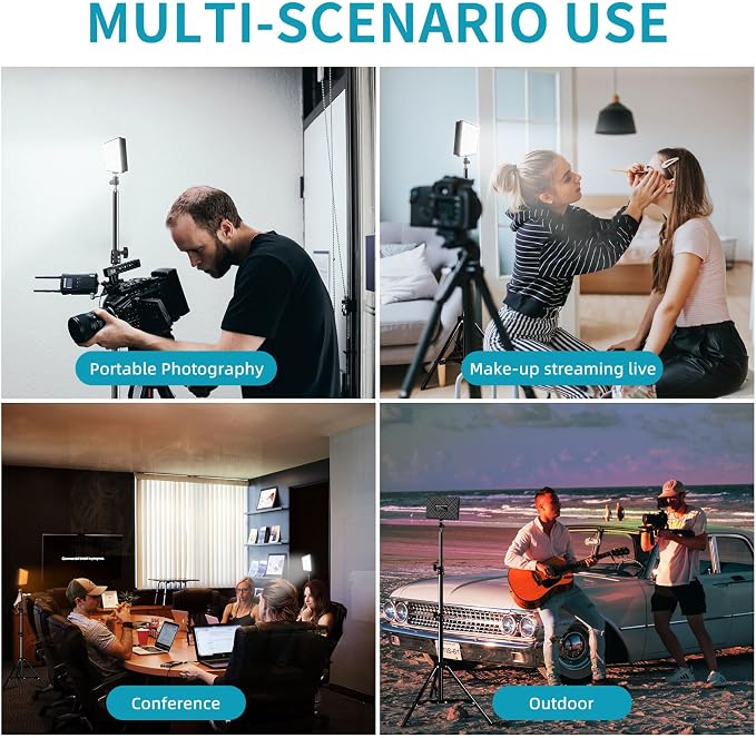 LED Video Light Kit 2Pcs, Hagibis Studio Lights 18 Color Filters for Photography Lighting with Adjustable Tripod Stand Streaming Lights for Photo Camera Recording Computer Zoom Stream TikTok YouTube