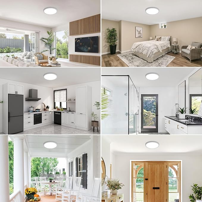 Hlite 9 Inch LED Flush Mount Ceiling Light,1800LM,6 Pack,3CCT | 18W 3000K/4000K/5000K Selectable,Super Slim,Low Profile Round Ceiling Light Fixtures for Kitchen,Bedroom,Hallway,White