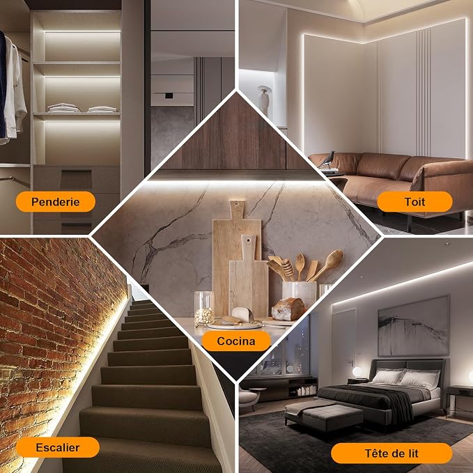 6.56 ft AC 110V LED Strip Lights Waterproof COB LED Light Strip | 320LEDs 6000K Cool White LED Lights Cuttable 2M LED Rope Lights Indoor for Bedroom Kitchen Cabinets Mirror Decor