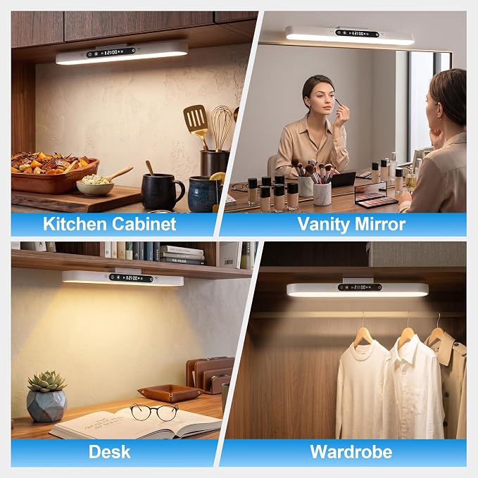 4000mAh 9W Rechargeable Light Bar, Wireless Closet Light | Magnetic Under Cabinet Lighting with Remote, 3-Color Dimmable No-Drill Battery Operated Lamp for RV, Bunk Bed, Kitchen, Desk