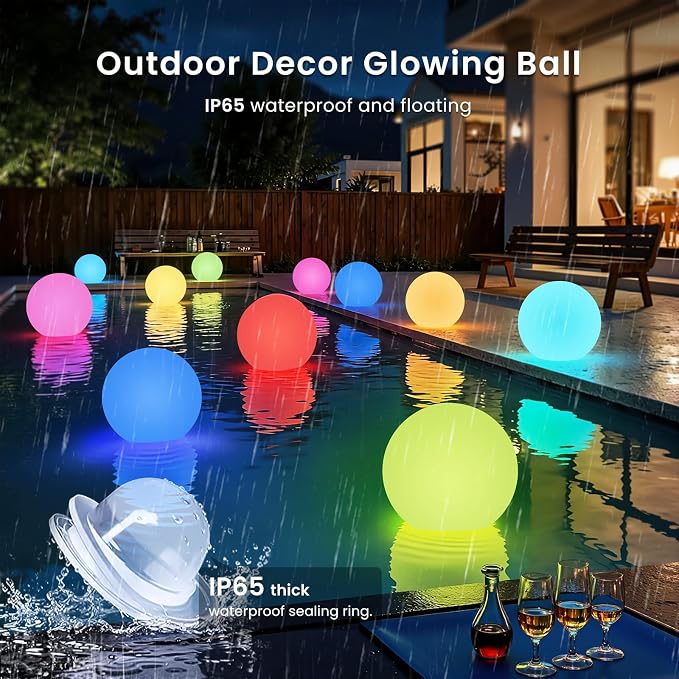LOFTEK 12-inch LED Light Ball, Rechargeable Waterproof Globe Lamp w/Remote | 16 Colors Dimmable Sphere Night Light, Cordless & Color Change, Sensory Lamp for Home, Party, patio Decor