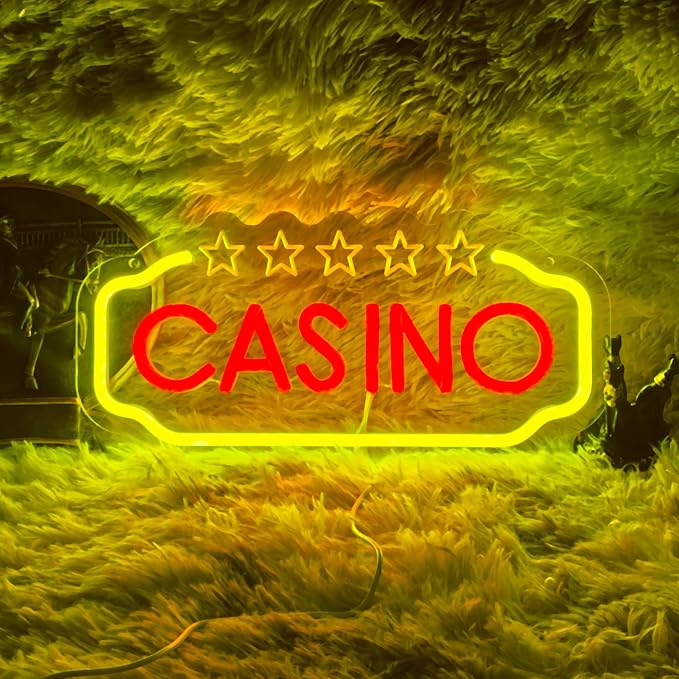 Casino Neon Sign, USB Powered LED Light for Game Room Party Decor | Create a Vegas Style Atmosphere with a Bright Neon Wall Decor Light for Bars, Rooms, Parties and Entertainment Spaces