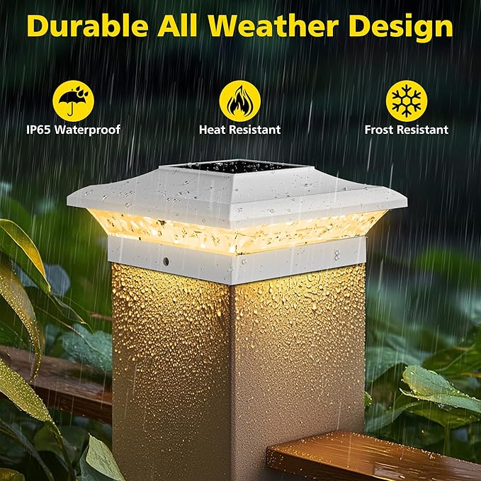 T-SUN 4x4 Solar Post Cap Lights Outdoor 24 Pack, Warm White LED Fence Post Solar Lights Fit for 4x4 Vinyl Posts, Waterproof Deck Light Solar Powered for Garden Patio Gate Porch