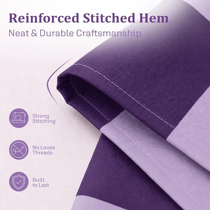 Ohocut Checkered Shower Curtain, Double Purple Plaid Shower Curtains for Bathroom, Cute Retro Checkboard Shower Curtain Vintage Aesthetic, Washable Fabric Bath Curtain 72''x72''
