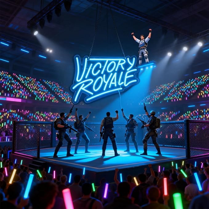 Final Win Neon Sign, Game Decor, USB Powered LED Gaming Wall Light | Battle Royale Game Decor, Acrylic Material, 13.8"x9.8"