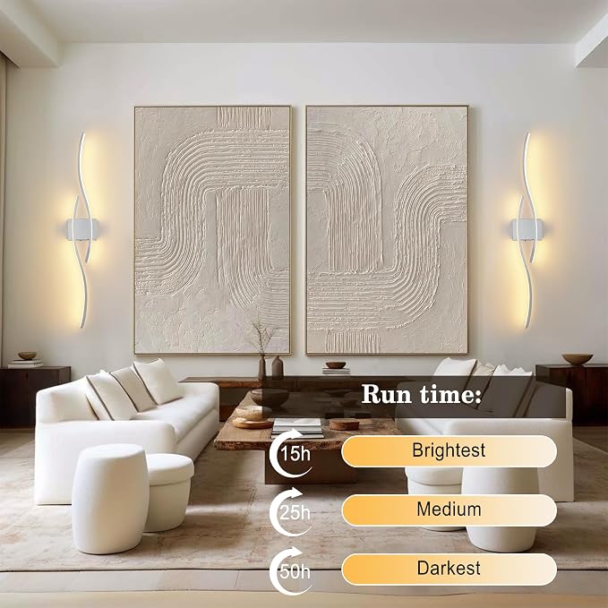 KARTOOSH Wireless Wall Sconces Set of 2, Dimmable LED Sconce with Remote | Battery Operated Wall Sconce with 3 CCT Night-Light Timer Memory Modern Wall Sconces for Living Room, Hallway, Bedroom