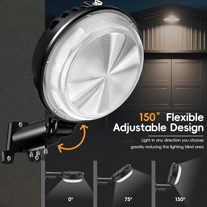 150W 20000LM Dusk to Dawn Outdoor Lighting, LED Barn Lights Outdoor with 150° Adjustable Photocell Pole Light 6500K Flood Light, IP66 Waterproof Area Street Light for Garage Warehouse Yard