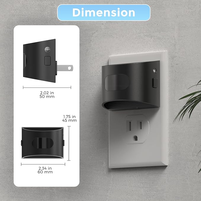 L LOHAS LED Motion Sensor Night Light, Night Lights Plug into Wall, 2 Pack | Nightlight with Dusk to Dawn & Motion Detection Sensor, 30-100Lm Adjustable Brightness, 5000K Daylight, Black Housing