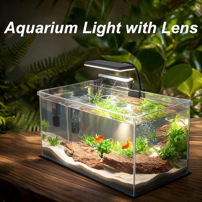 Full Spectrum 10W Enhanced Edition - LED Aquarium Light with Lens, Three Adjustable Modes (Suitable for 7-16 Inch Tanks)