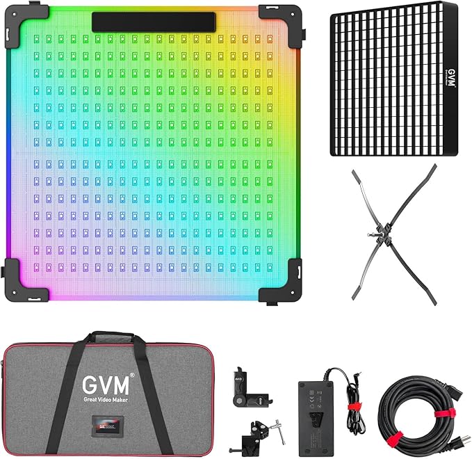 GVM 200W Flexible Led Panel Light Mat with Bluetooth Control, RGB Video Light with Softbox, 2000K-10000K Foldable Photography Light, 16 Kinds Lighting Scene, 1400pcs Led Beads, 23.62 * 23.62 inch