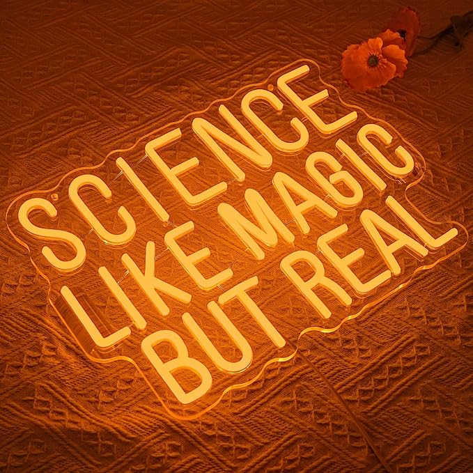 Science Like Magic But Real Neon Sign for Wall Decor Classroom Neon Light Laboratory LED Sign Letter Neon Light Sign for Classroom Science Lab Bar Home shop Decoration
