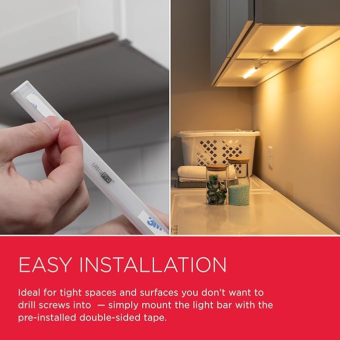 UltraPro 12 inch USB Light Bar Plug-in LED Under Cabinet Lights for Kitchen, Full Range Dimmable, Adjustable White, Warm White, Cool White, Daylight, (2700K-6500K), 80067