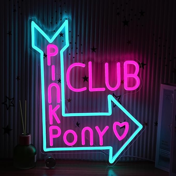 Pony Club Neon Sign for Wall Decor 16.54’’*12.6’’ Charming Led Bar Neon Light Adjustable Usb Powered Pink Cowgirl Led Light Sign for Party Pub Restaurant Bedroom Hotel Man Cave