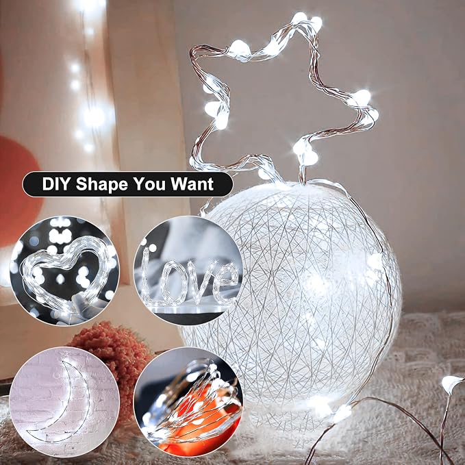 24 Pack Fairy Lights Battery Operated, 7ft 20 LED 3 Modes Speed Twinkle Mini String Lights Waterproof Silver Wire Firefly Starry Lights for Mason Jars Wedding Party Christmas Decorations