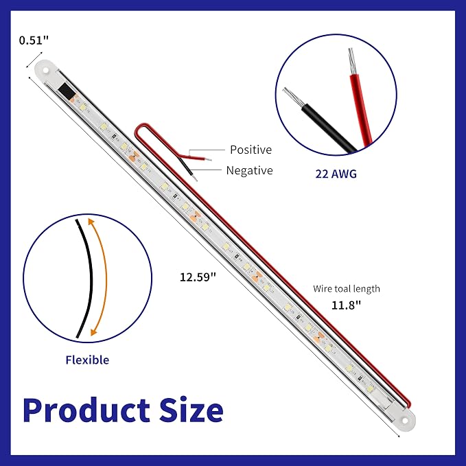 RVZONE LED Boat Interior Lights, Boat Led Strip Lights Marine Led Lighting Waterproof Strip Night Fishing Lights for Yacht Fishing Pontoon,2 Pcs