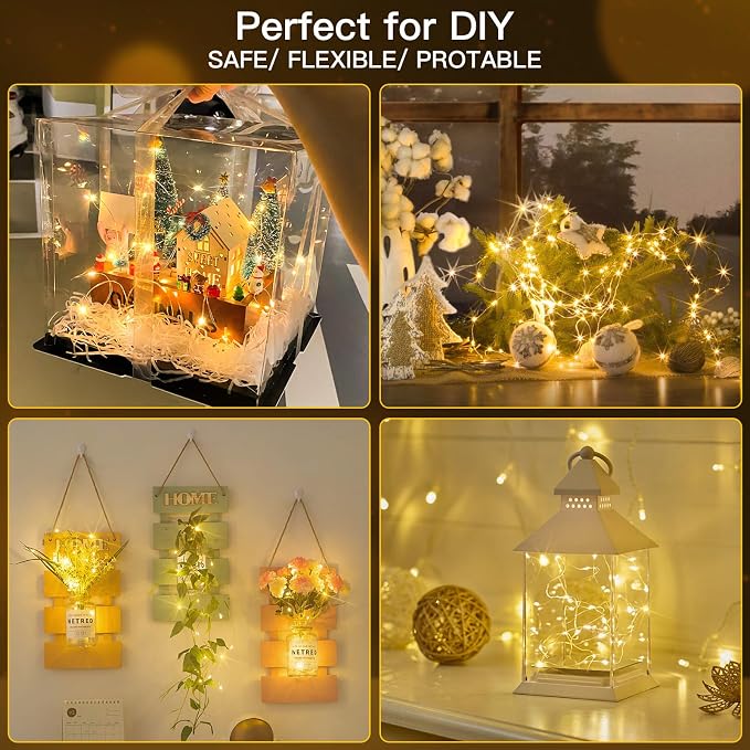 Fairy Lights Battery Operated,4Pack Total 132ft 400 LED Twinkle Lights for Bedroom, Dorm Decor