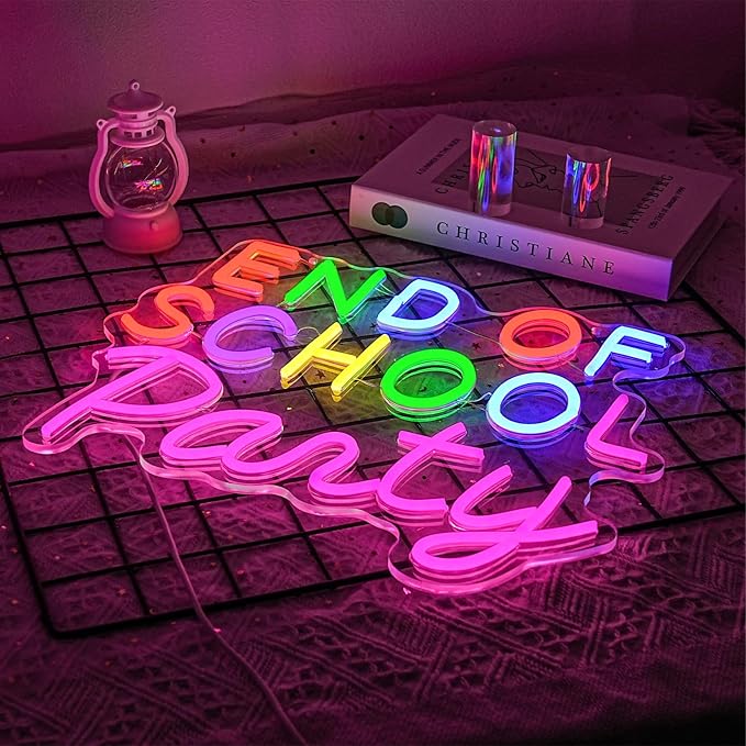 End of School Party Neon Sign for Wall Decor Party LED Sign Letter Neon Light Neon Last Day of School Bash Signs for Bedroom Classroom Home Party
