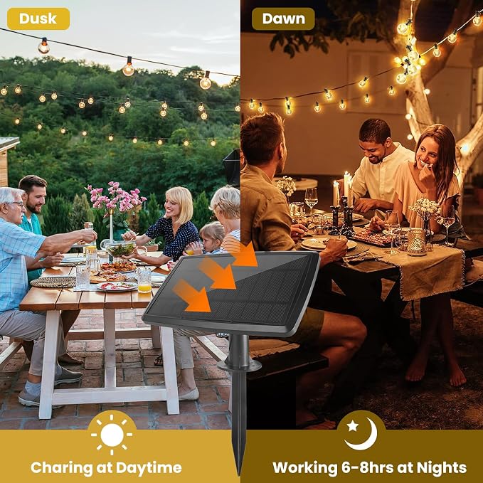 Yusist 200FT Solar String Lights Outdoor Waterproof with Remote,G40 Solar Powered String Lights with 60+3 LED Shatterproof Bulbs, Dimmable Solar Patio Hanging Lights for Outside Backyard Party