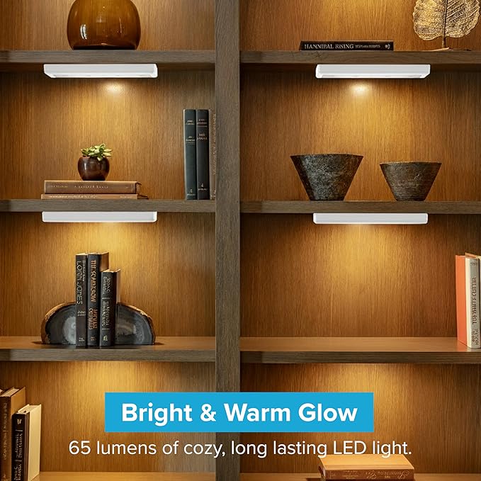 Brilliant Evolution Pack of 2 Wireless LED Stick on Lights Battery Operated Under Cabinet Lighting - 8.5 Inches Long - 65 Lumens Push Light for Kitchen, Closet, and Countertops