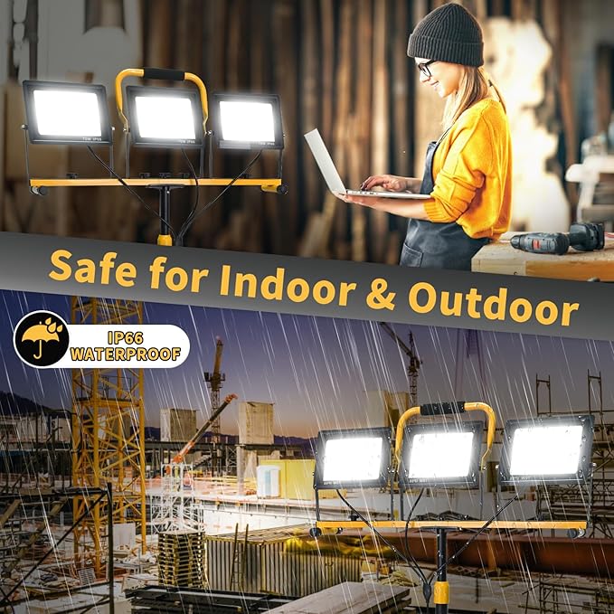 LED Light Work Stand: 21000LM Portable Lighting for Job Site, Construction & Garage Workshop-New,Black