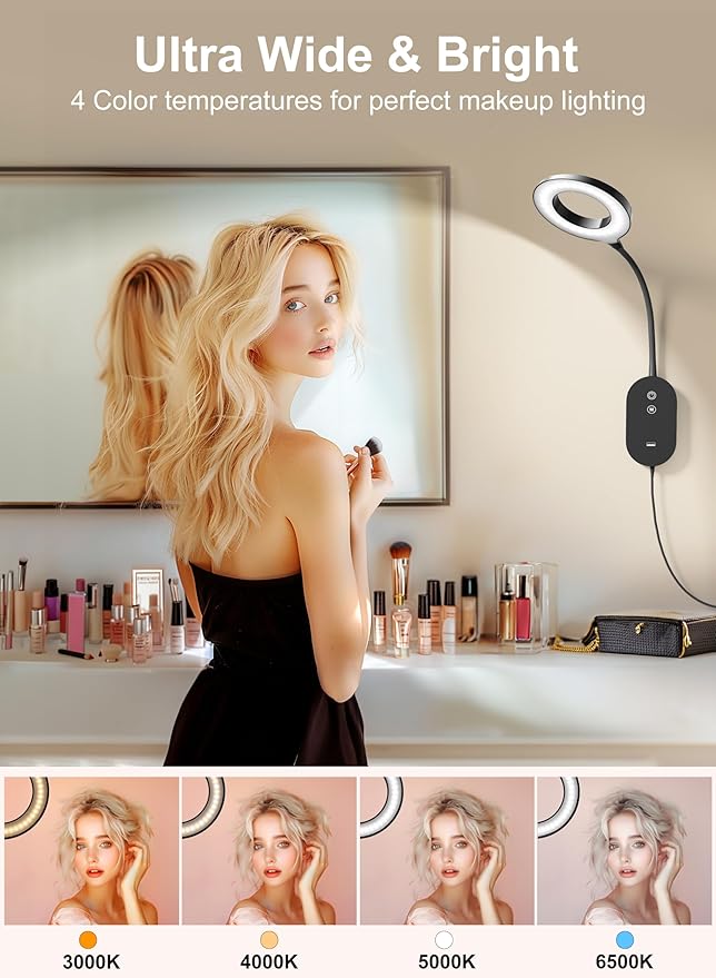 LED Wall Reading Light,Bedside Headboard Lights with 10W USB Output Fast, Wall Reading Lamps with 4 Color Modes & 5 Dimmable, Memory Function, 4-Hour Auto Off Ring Light Black