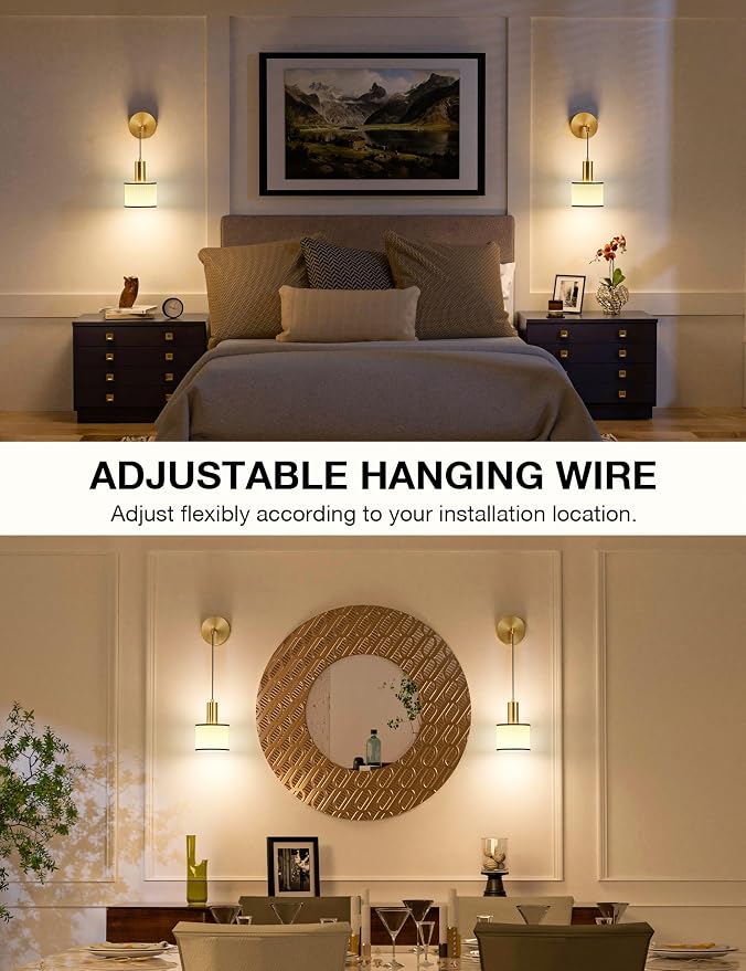 Battery Operated Wall Sconce Set of 2, Black Gold & Off-White Wireless Rechargeable Wall Lights with 5200mAh Dimmable Detachable Bulbs and Remote, 9 Colors Sconces Wall Decor for Living Room