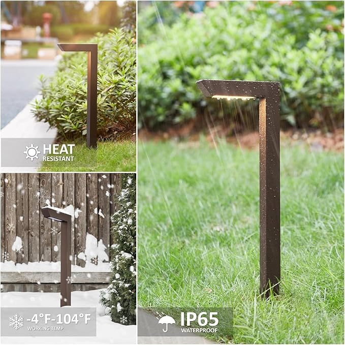 RGB Low Voltage Landscape Pathway Lights Wired Outdoor | 12V 5W LED Color Changing Landscape Lighting for Pathway Path Walkway Driveway of Christmas Halloween, Aluminum, Bronze, 6PK