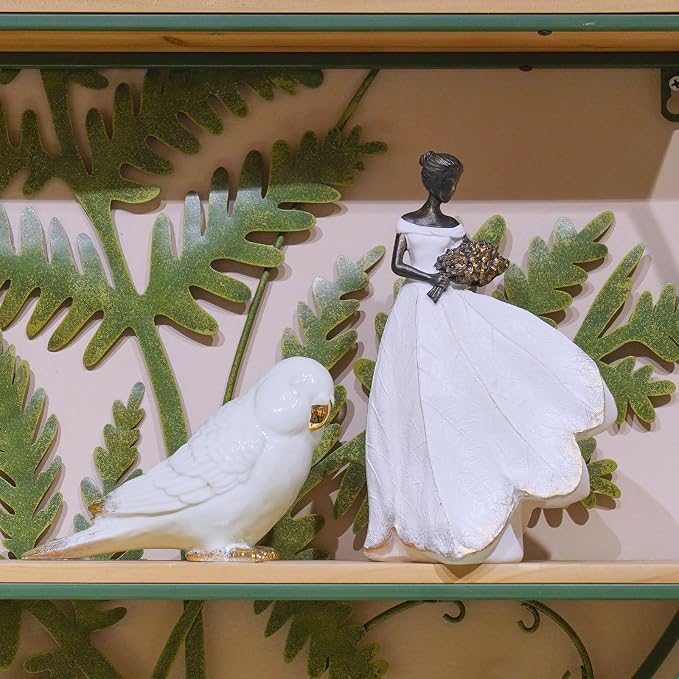 Guichifun Fairy Statue, White, 5 x 3 x 7.5 Inch | Leaf Angel Girls, Resin, Outside or Inside, Rustic Garden Grave Decorations, Cemetery Figurines Gift