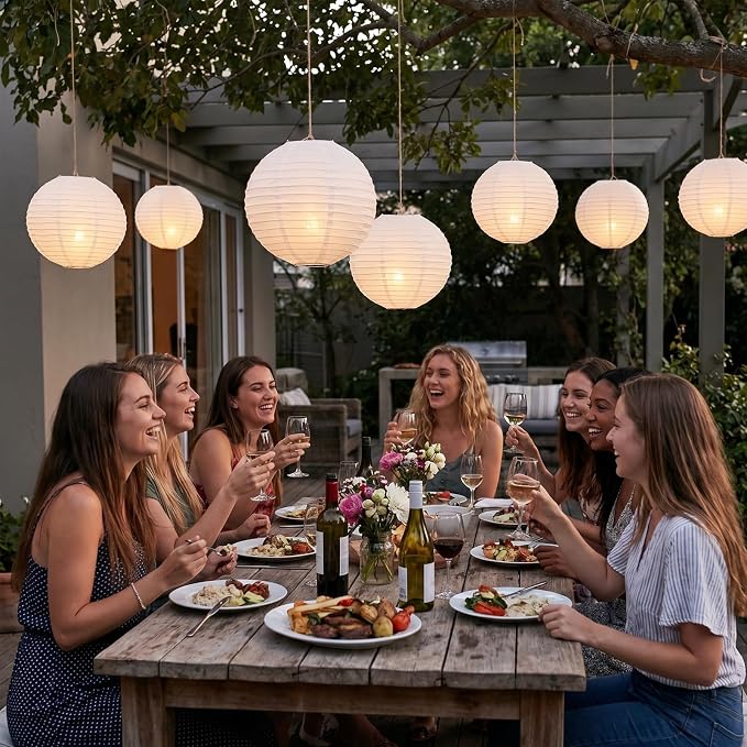 10pcs White Paper Lanterns Party Decorations, 16in Large Chinese Round Paper Hanging Decorations Lanterns Jumbo Lamps for Home, Parties
