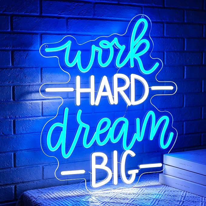 Positive Neon Lights Signs Neon Sign Led Sign Light for Wall Decor | Work Hard Dream Big Neon Sign for Room Decor,Positive Decoration,Motivational Wall Decor,Gift,5V USB Powered