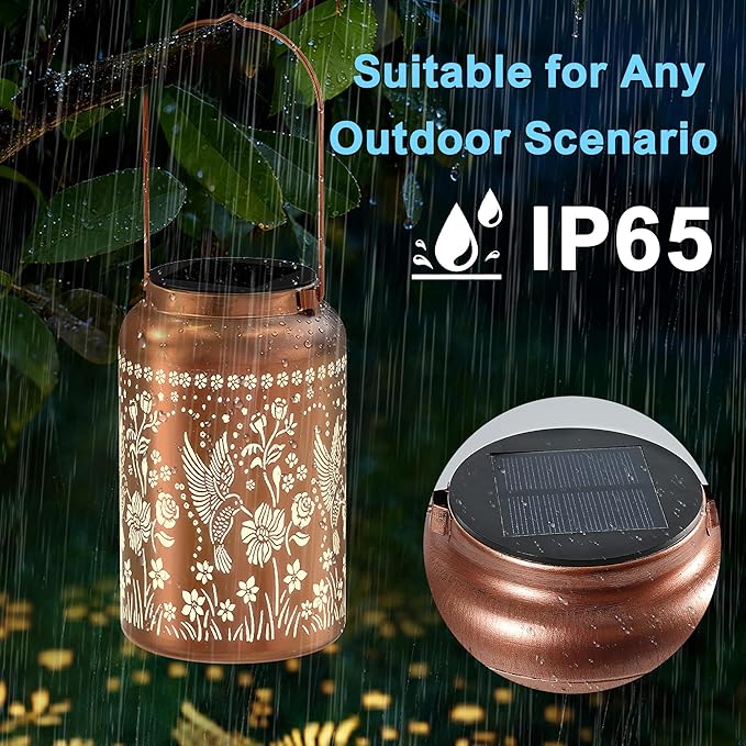 Birthday Gifts for Women Girl Mom Grandma,Solar Lanterns Outdoor Waterproof,Hummingbird Solar Lantern ,Metal Hanging Solar Lantern for Yard,Garden,Porch Landscape Deconrations-1 Pack