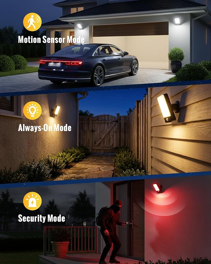 Rechargeable Battery Motion Sensor Outdoor Light, 2 Pack | 10000mAh each, remote control, 3 modes, 3 color temperatures, IP65 waterproof, security light for porch, garage, tool room