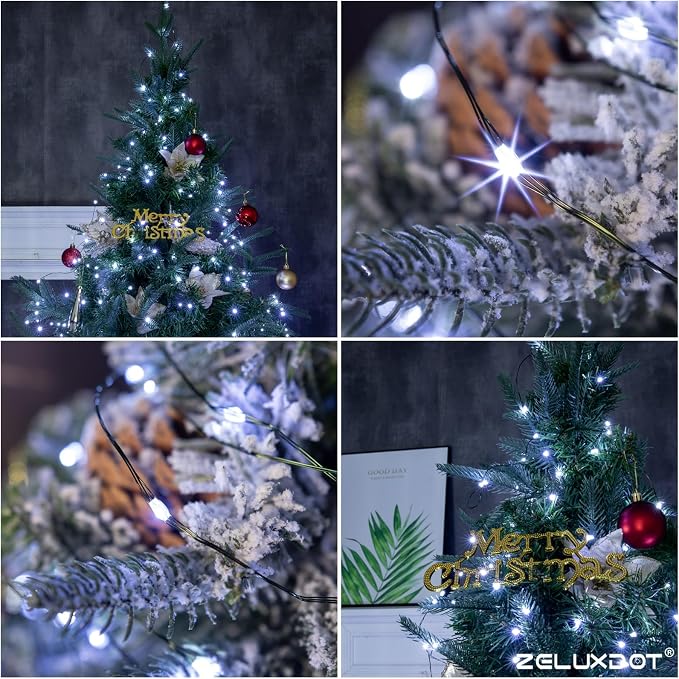660FT 2000LEDs Fairy Lights Plug in,Green Wire,Cool White | Waterproof Led String Lights,8 Modes Remote Twinkle Light for Outdoor Indoor Christmas Wedding Birthday Garden Decorations