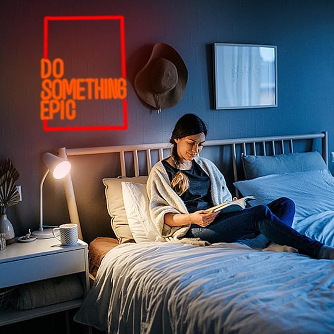 Do Something Epic Neon Sign for Wall Decor Red Letter Led Neon Light Special Box Light Up Sign Dimmable Inspirational LED Light Sign for Bedroom Gym House Man Cave Game Room Club