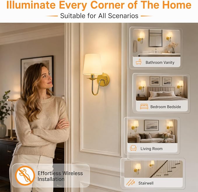Rechargeable Wall Sconces Set of 2, 10000mAh Magnetic LED Bulb Wall Lights, 9 RGB Colors 3 CCT Dimmable, Battery Operated Cordless Wall Scone Lamp for Bedroom Living Room Home Decor