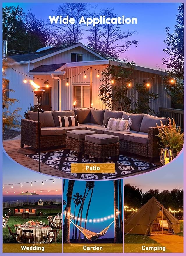 Brightown 55FT Solar String Lights Outdoor, 16+1 Shatterproof LED Lights | Waterproof, Remote Control, Dimmable, Timer, 3 Light Modes Solar Lights for Yard, Camping, Parties and Outdoor Decor