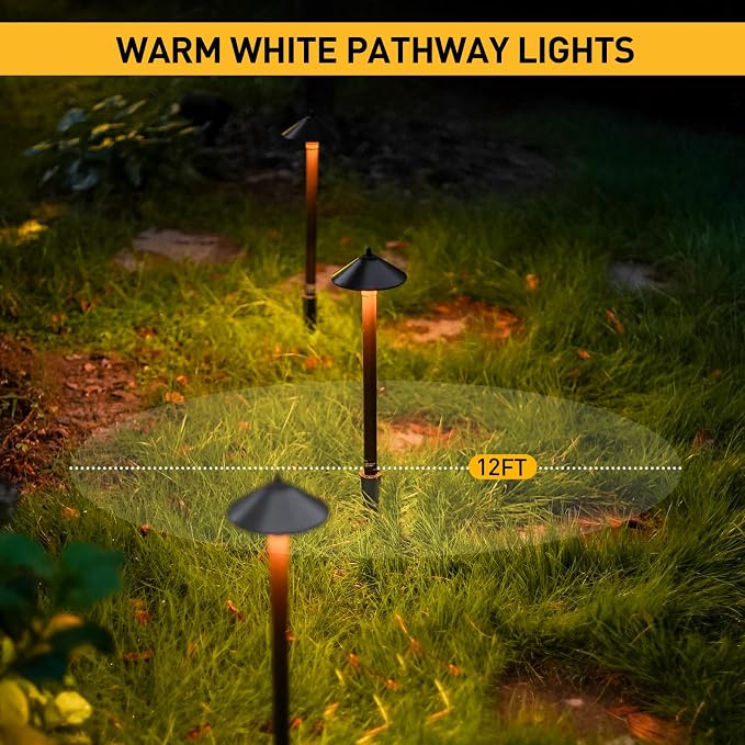 Malibu Low Voltage Pathway Lights, 10W Pro Style Halogen Landscape Lighting, 2Pack 2700K Warm White Path Light, 12V AC Bronze Outdoor Walkway Lights for Yard Garden 8308-9103
